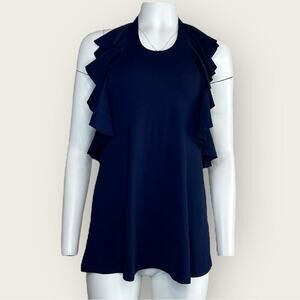 NWT | Susana Monaco | Ruffle Halter Top | Deep Sea Navy | Small